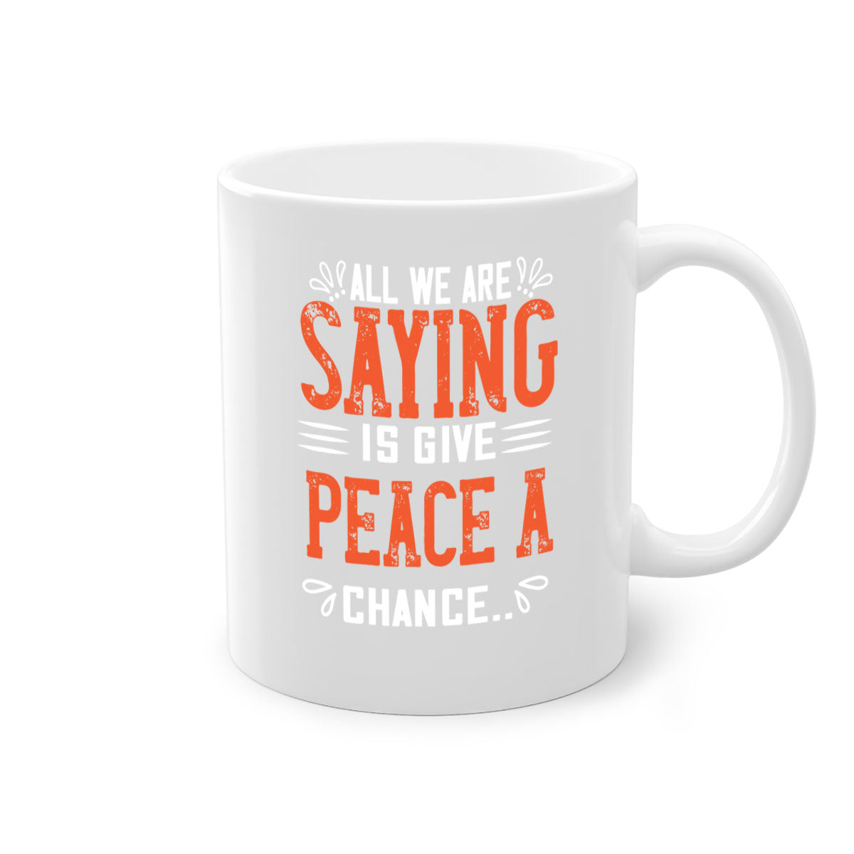 All We Are Saying Vegan Mug with colorful handle and glossy finish, available in multiple sizes.