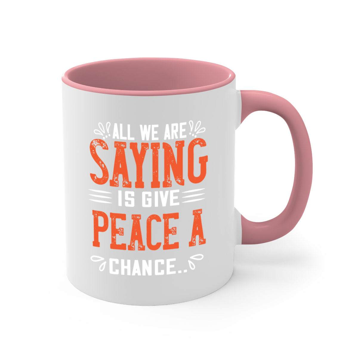 All We Are Saying Vegan Mug with colorful handle and glossy finish, available in multiple sizes.