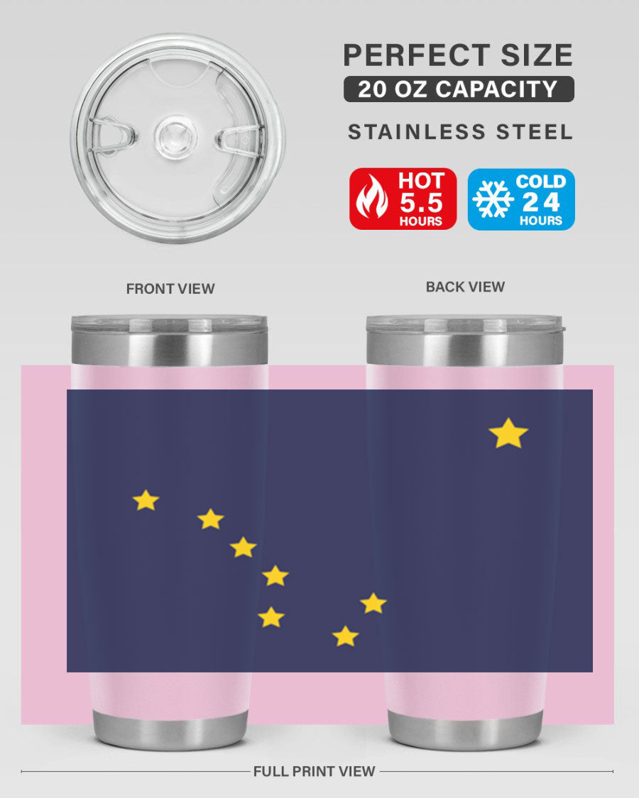 Alaska 50# Tumbler featuring a double wall vacuum design, copper lining, and a drink-thru lid, ideal for hot and cold beverages.