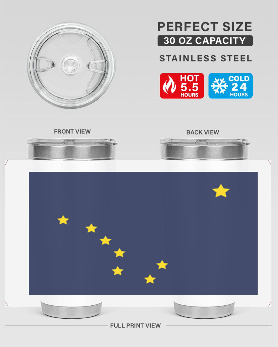 Alaska 50# Tumbler featuring a double wall vacuum design, copper lining, and a drink-thru lid, ideal for hot and cold beverages.