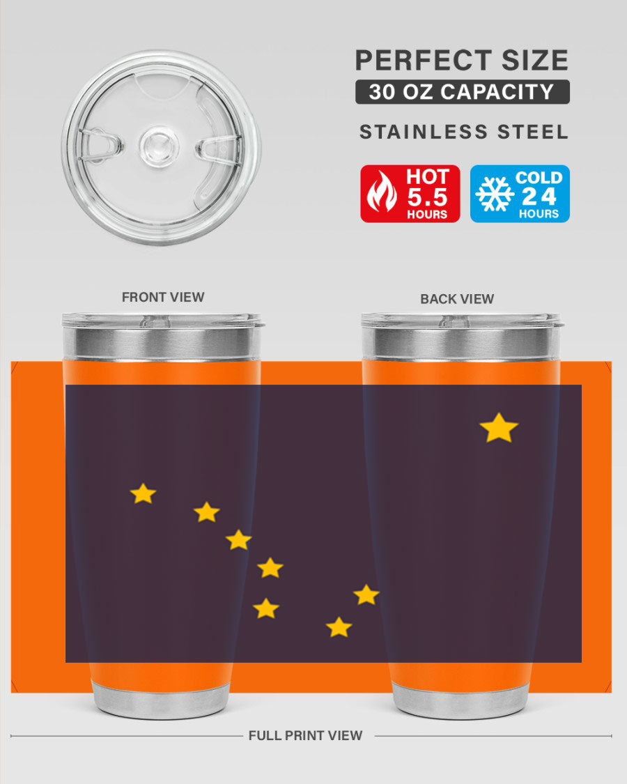 Alaska 50# Tumbler featuring a double wall vacuum design, copper lining, and a drink-thru lid, ideal for hot and cold beverages.