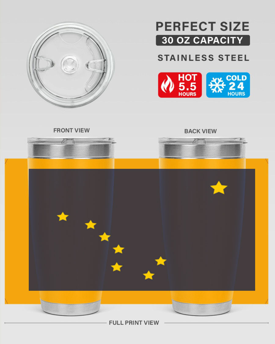 Alaska 50# Tumbler featuring a double wall vacuum design, copper lining, and a drink-thru lid, ideal for hot and cold beverages.