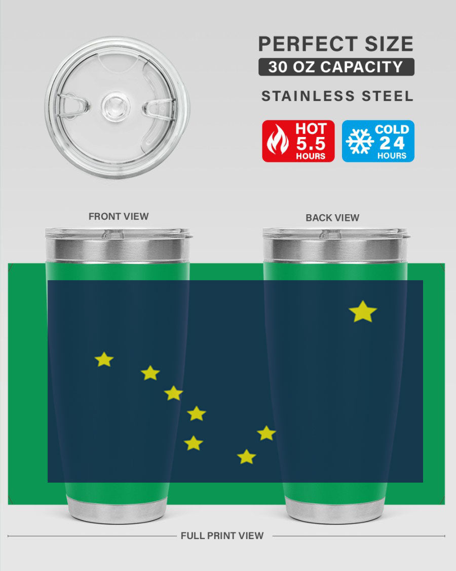Alaska 50# Tumbler featuring a double wall vacuum design, copper lining, and a drink-thru lid, ideal for hot and cold beverages.