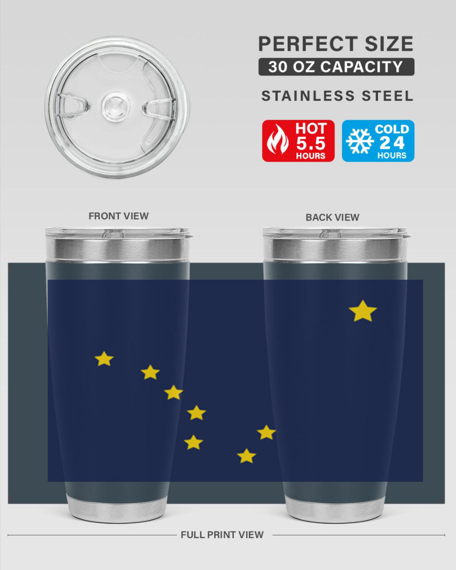 Alaska 50# Tumbler featuring a double wall vacuum design, copper lining, and a drink-thru lid, ideal for hot and cold beverages.