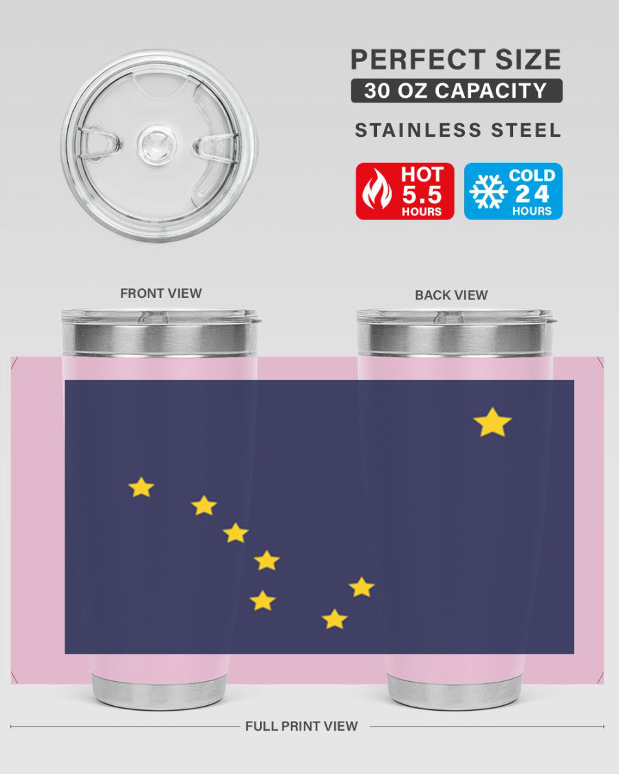 Alaska 50# Tumbler featuring a double wall vacuum design, copper lining, and a drink-thru lid, ideal for hot and cold beverages.