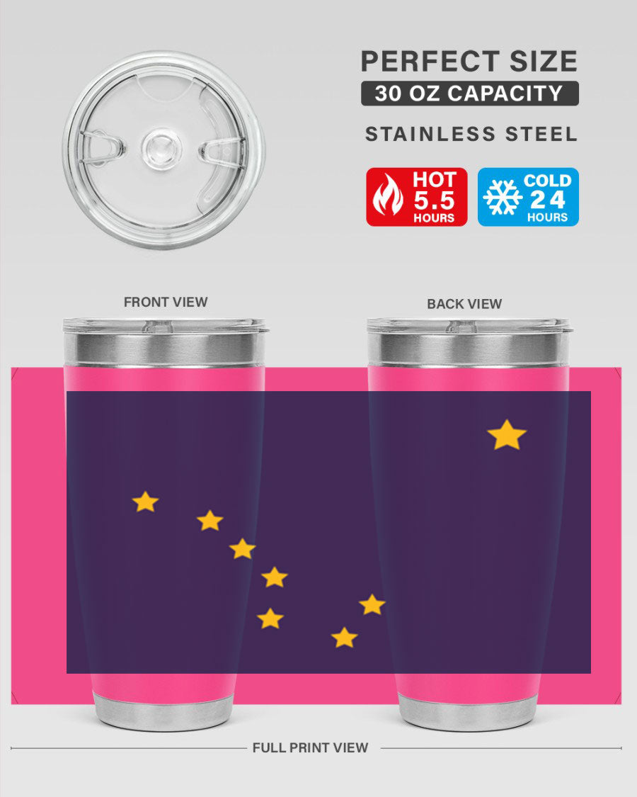 Alaska 50# Tumbler featuring a double wall vacuum design, copper lining, and a drink-thru lid, ideal for hot and cold beverages.