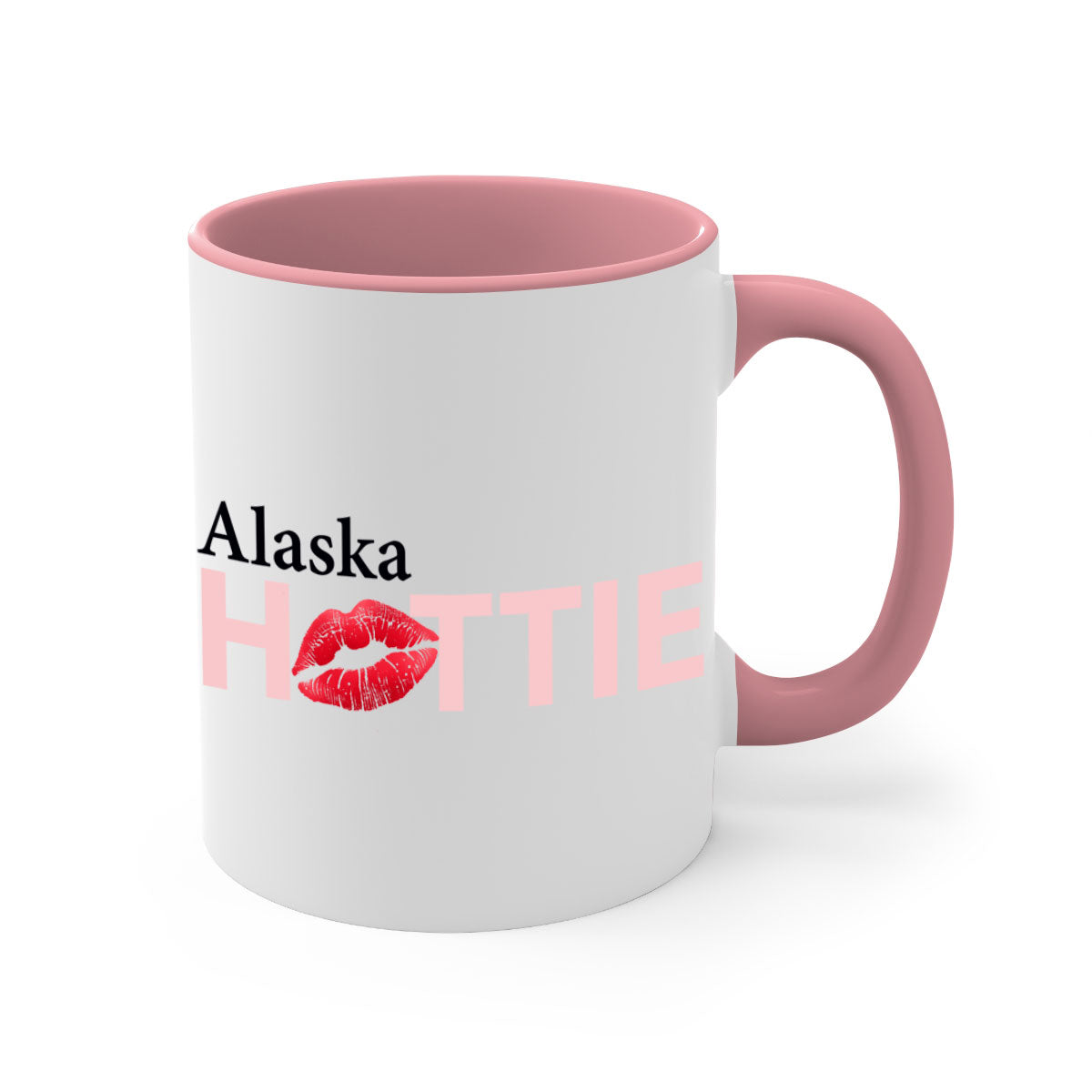 Alaska Hottie With Red Lips Mug featuring a glossy finish and colorful handle, perfect for coffee and tea lovers.