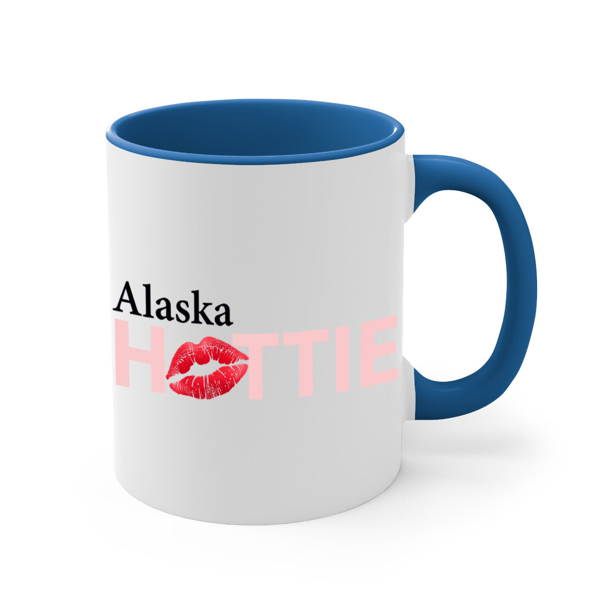 Alaska Hottie With Red Lips Mug featuring a glossy finish and colorful handle, perfect for coffee and tea lovers.