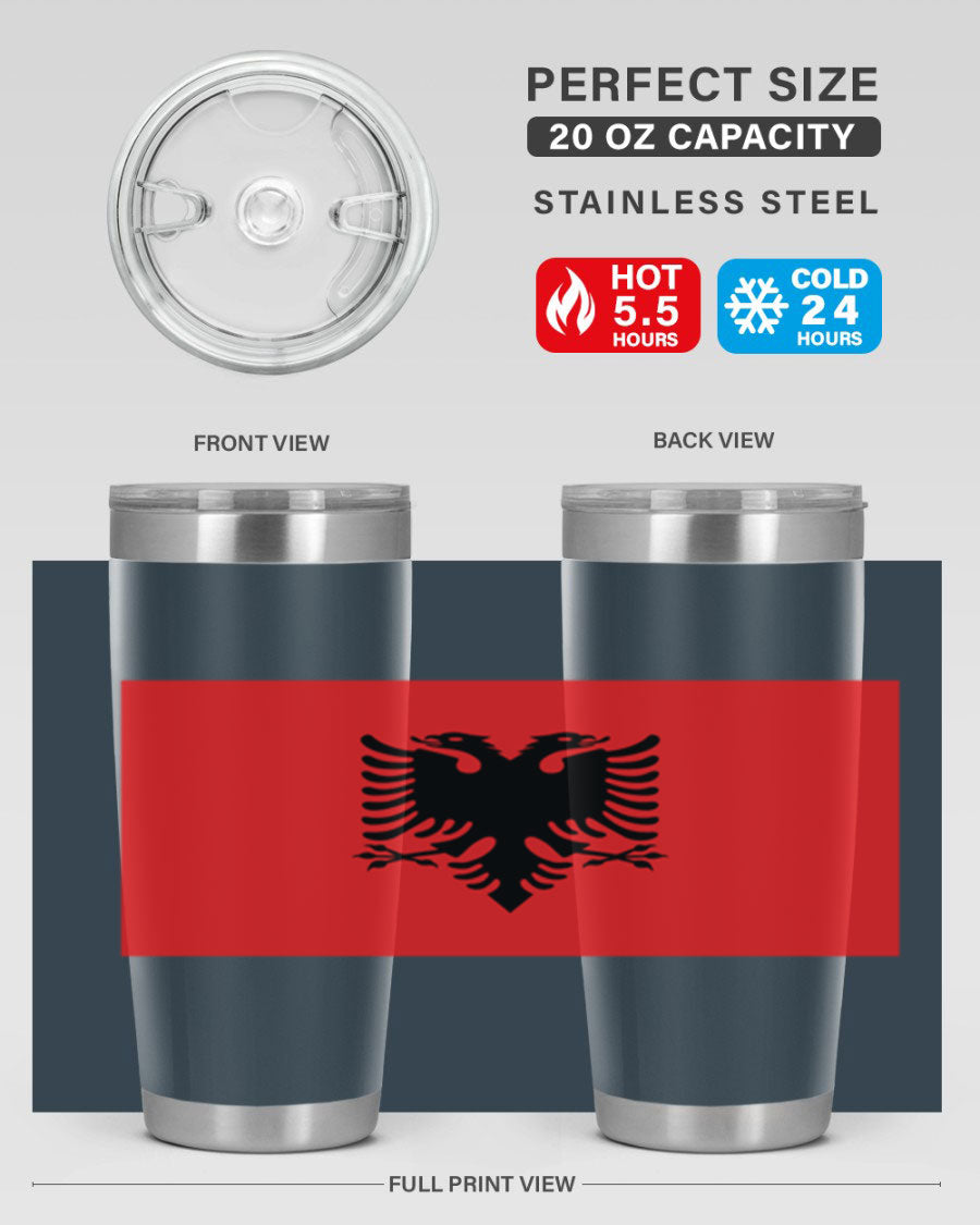 Albania 196# Tumbler featuring double wall vacuum insulation and vibrant flag design.