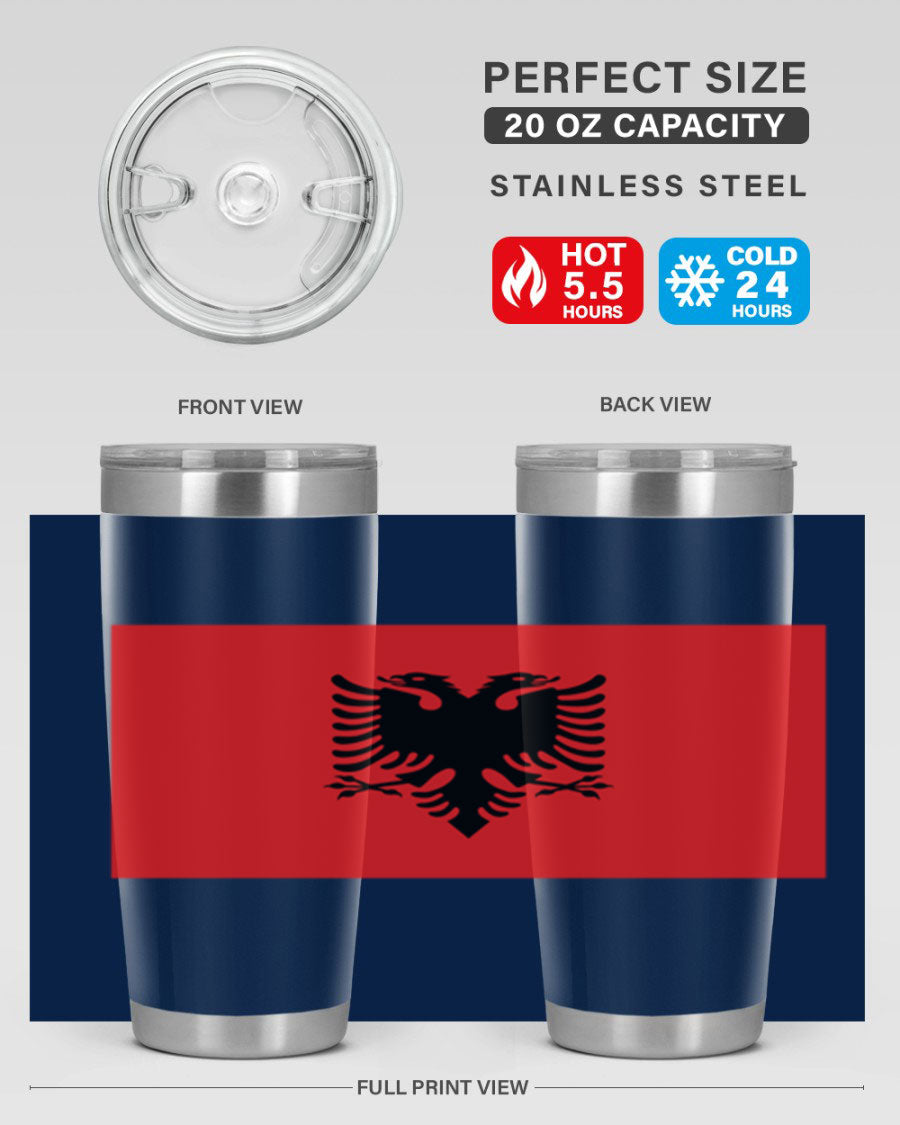 Albania 196# Tumbler featuring double wall vacuum insulation and vibrant flag design.