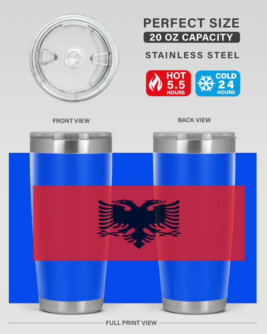Albania 196# Tumbler featuring double wall vacuum insulation and vibrant flag design.
