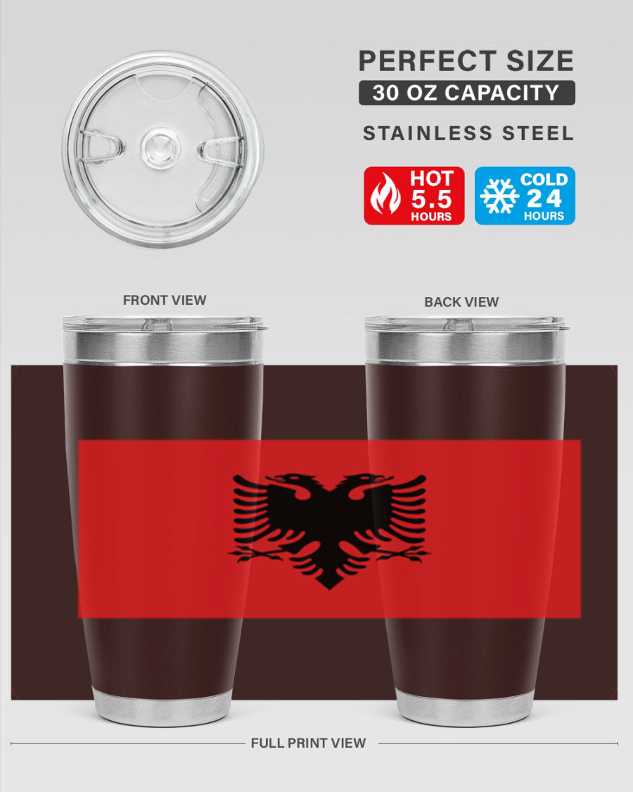 Albania 196# Tumbler featuring double wall vacuum insulation and vibrant flag design.