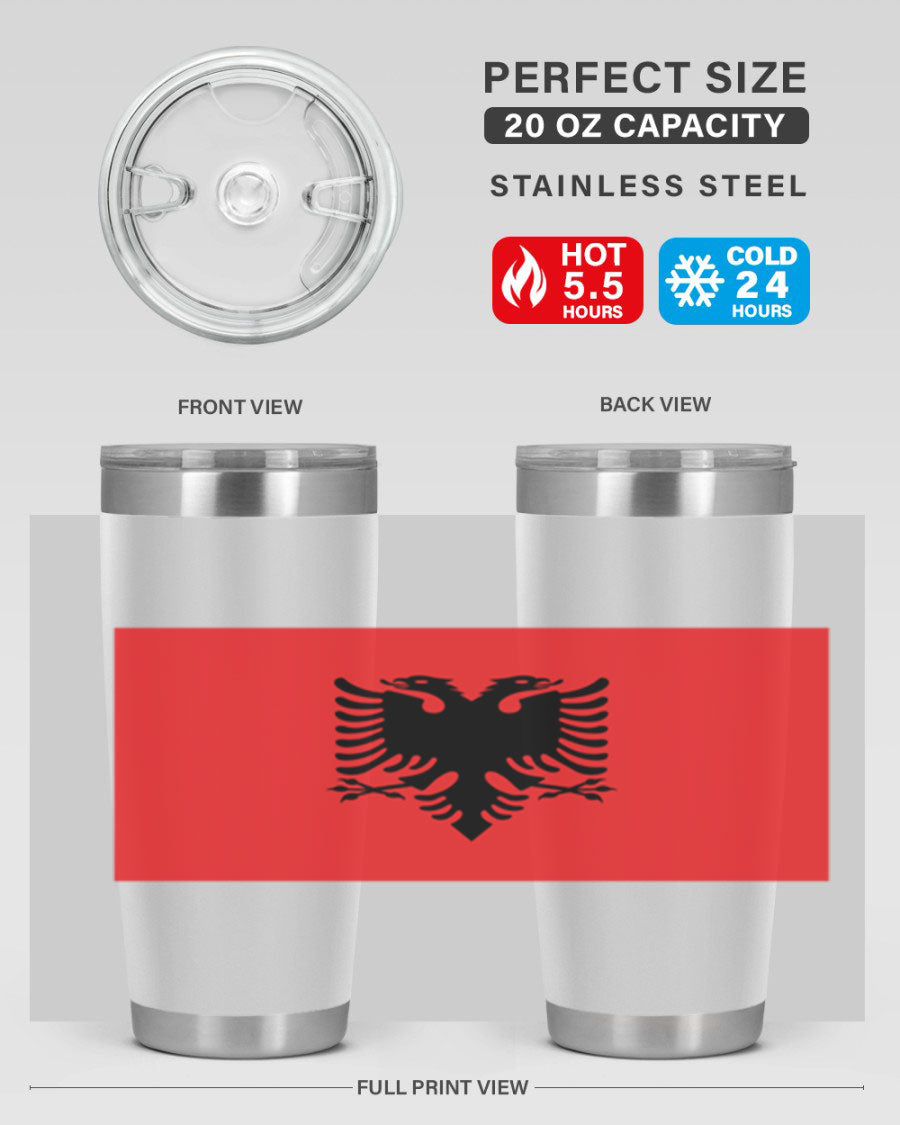 Albania 196# Tumbler featuring double wall vacuum insulation and vibrant flag design.