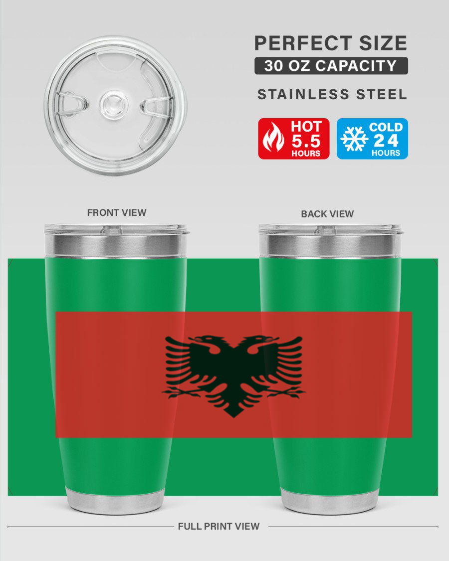 Albania 196# Tumbler featuring double wall vacuum insulation and vibrant flag design.