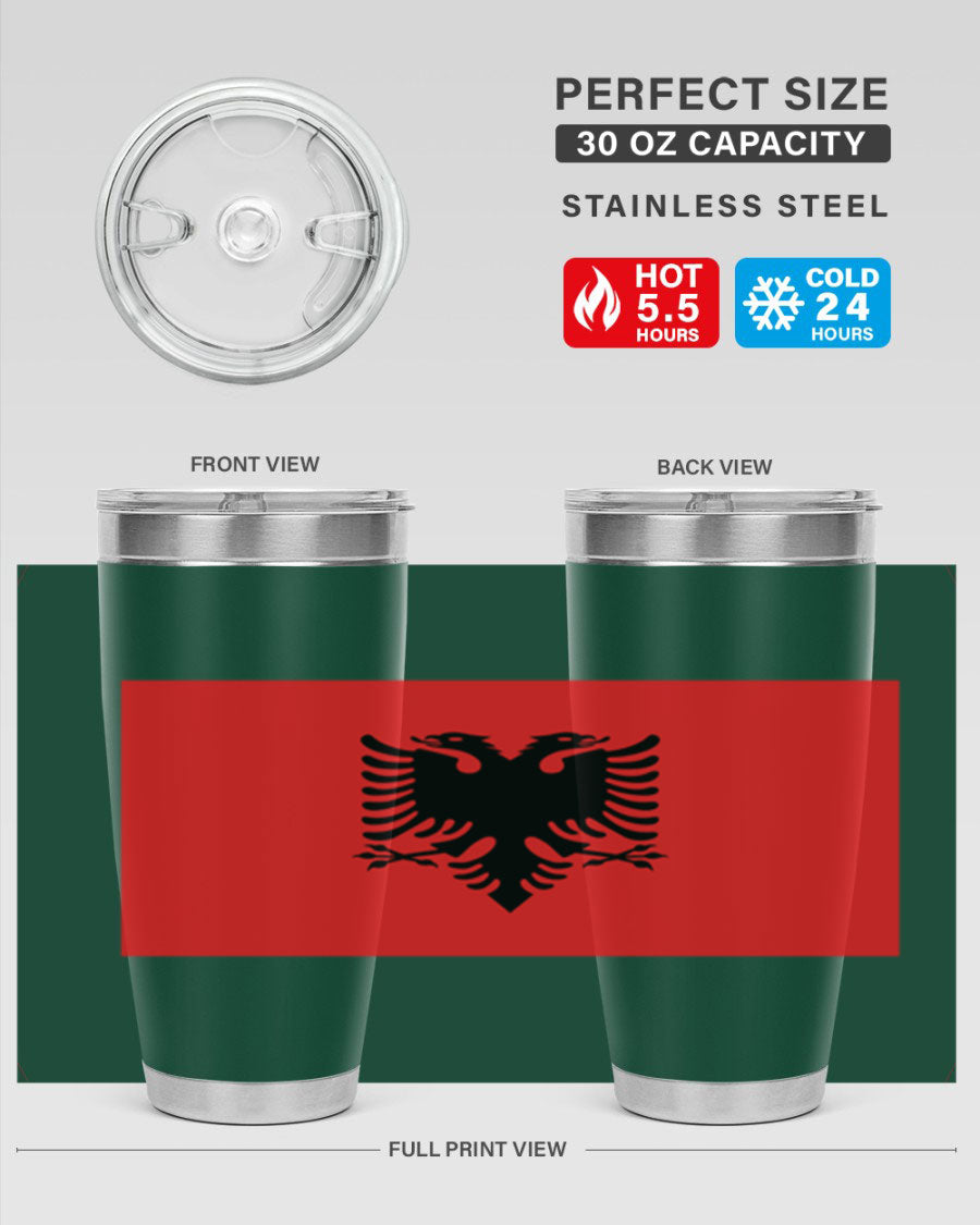 Albania 196# Tumbler featuring double wall vacuum insulation and vibrant flag design.