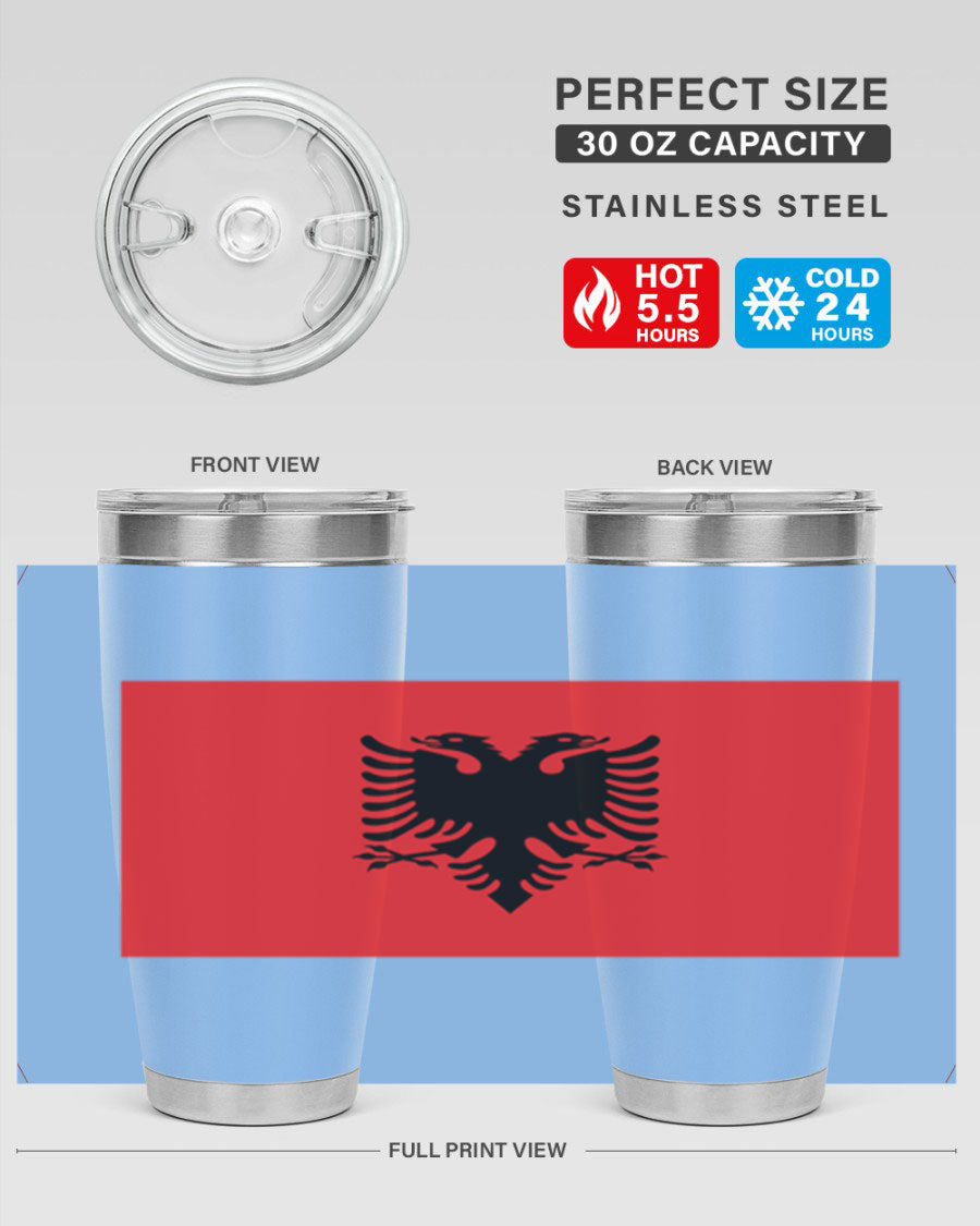 Albania 196# Tumbler featuring double wall vacuum insulation and vibrant flag design.