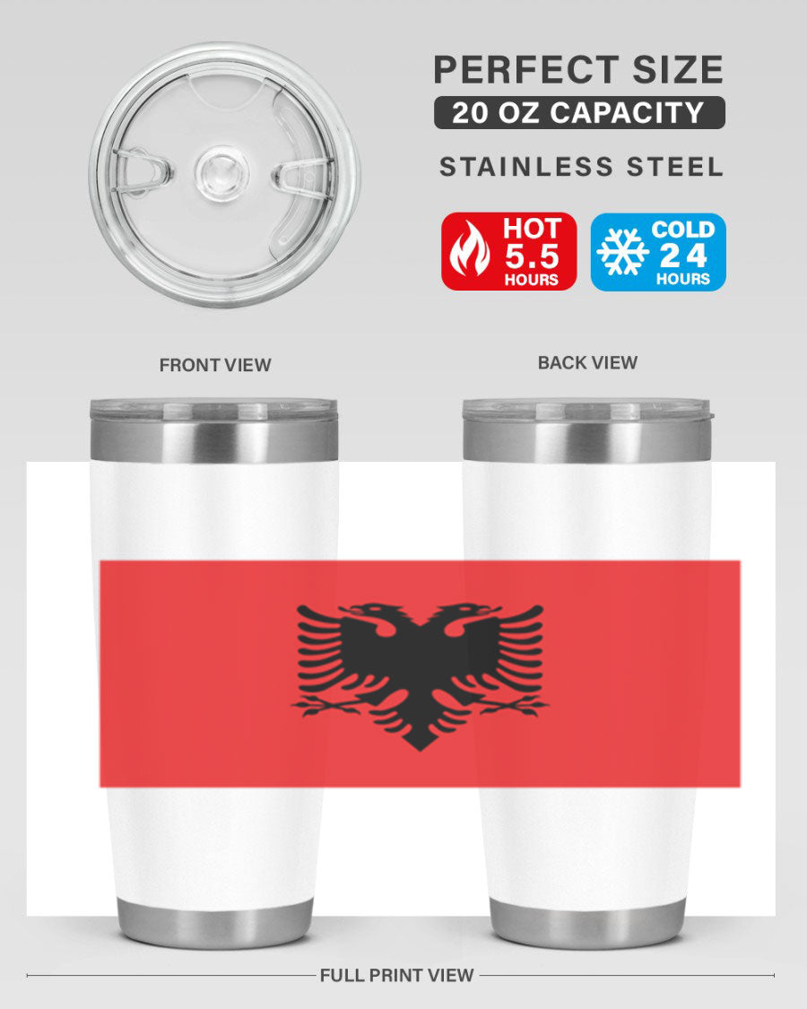 Albania 196# Tumbler featuring double wall vacuum insulation and vibrant flag design.