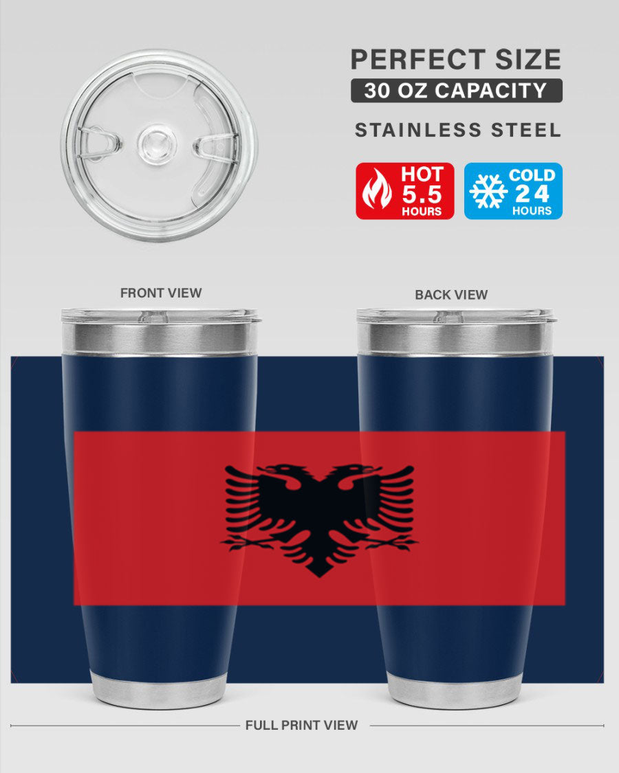 Albania 196# Tumbler featuring double wall vacuum insulation and vibrant flag design.