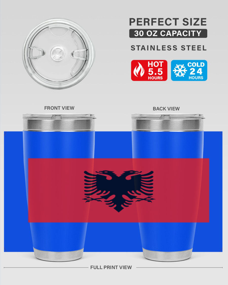 Albania 196# Tumbler featuring double wall vacuum insulation and vibrant flag design.