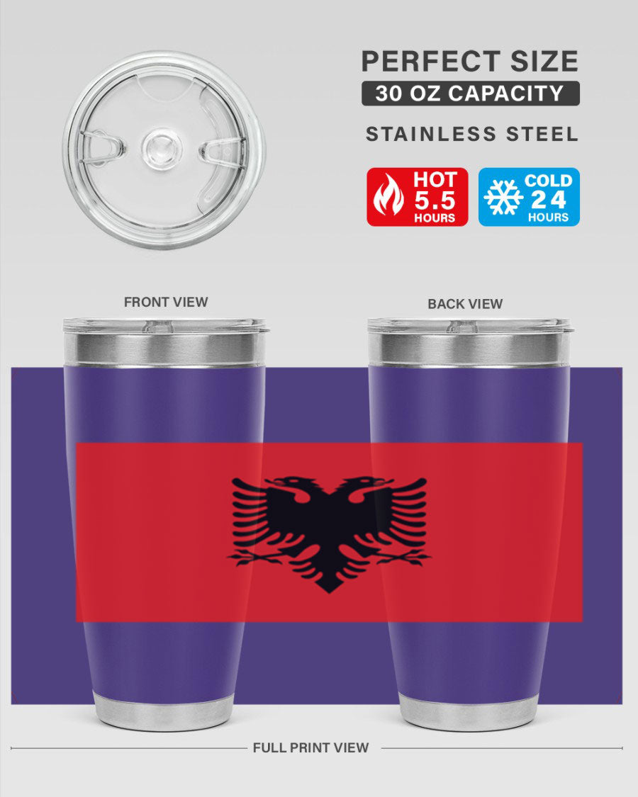 Albania 196# Tumbler featuring double wall vacuum insulation and vibrant flag design.