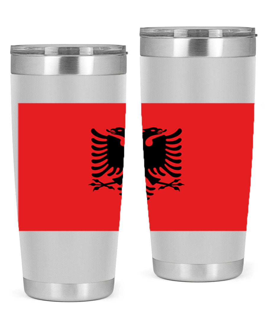 Albania 196# Tumbler featuring double wall vacuum insulation and vibrant flag design.