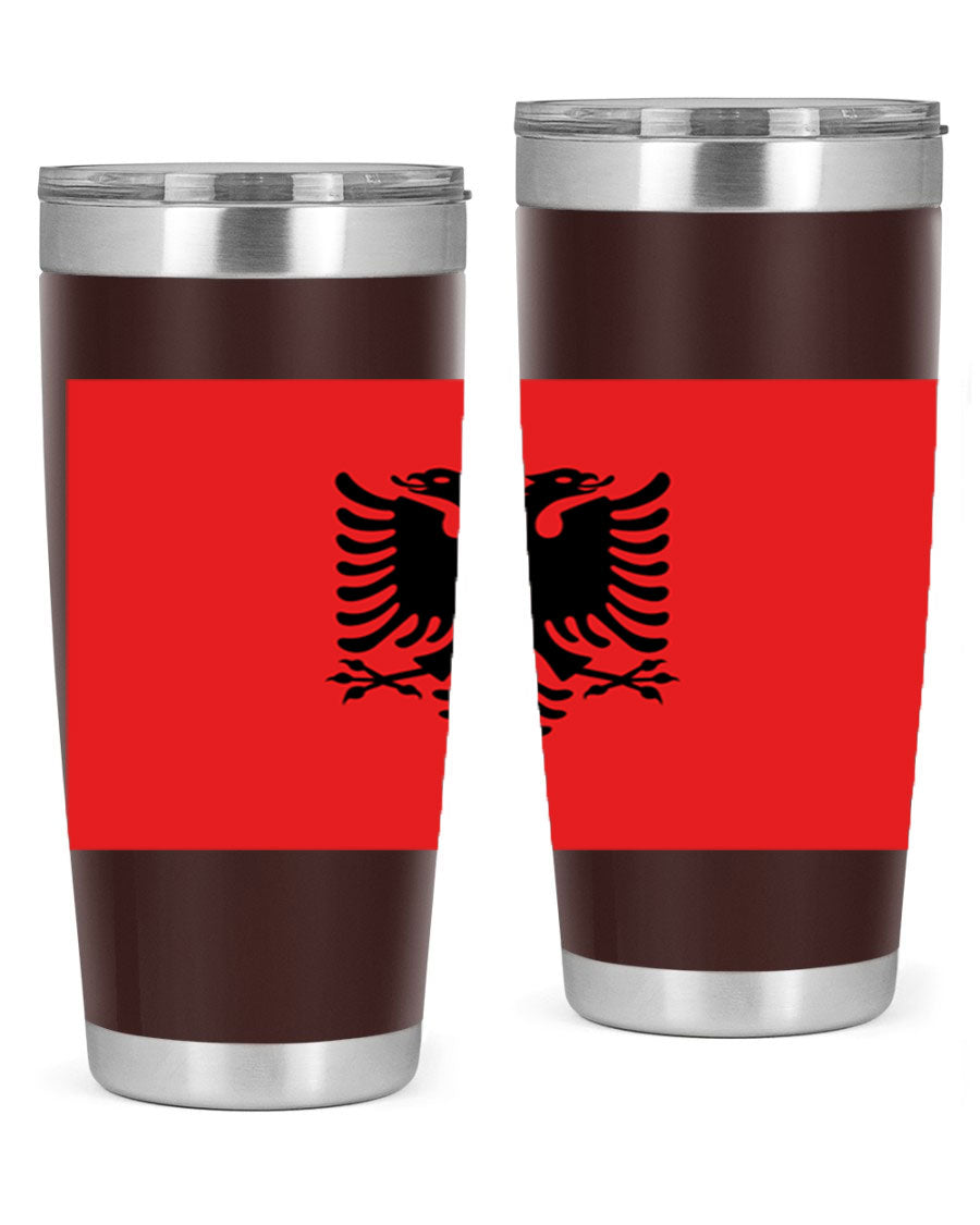 Albania 196# Tumbler featuring double wall vacuum insulation and vibrant flag design.