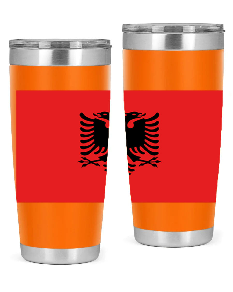 Albania 196# Tumbler featuring double wall vacuum insulation and vibrant flag design.