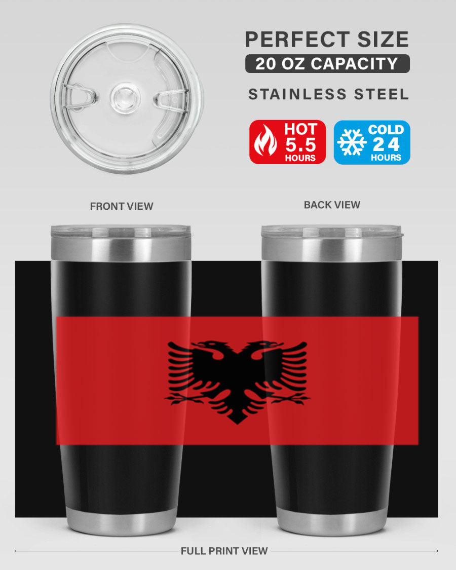 Albania 196# Tumbler featuring double wall vacuum insulation and vibrant flag design.