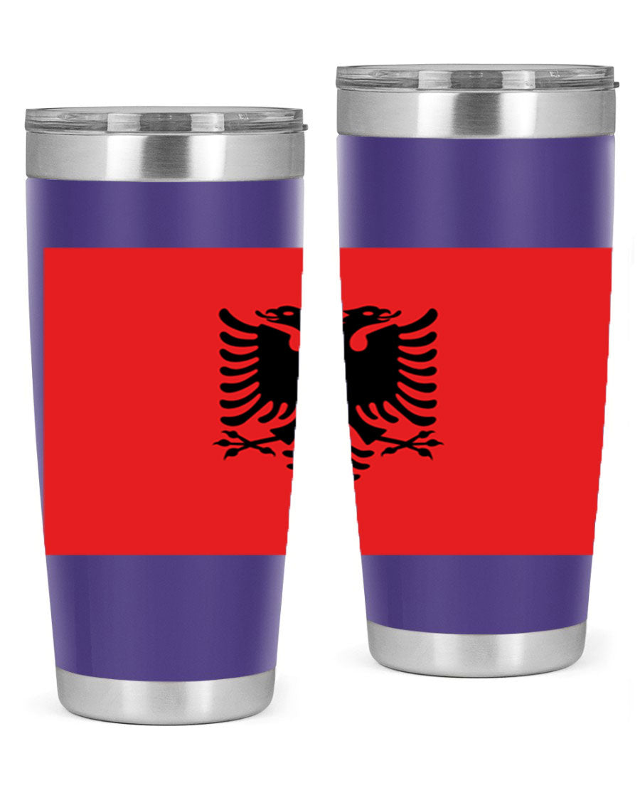 Albania 196# Tumbler featuring double wall vacuum insulation and vibrant flag design.
