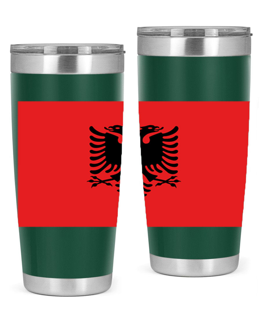 Albania 196# Tumbler featuring double wall vacuum insulation and vibrant flag design.