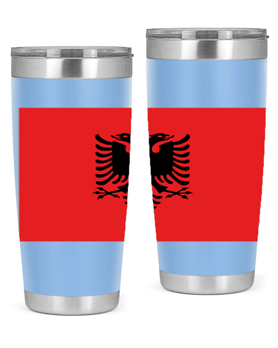 Albania 196# Tumbler featuring double wall vacuum insulation and vibrant flag design.