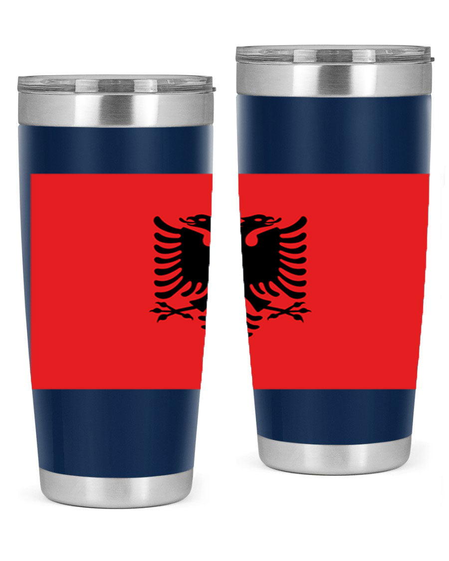 Albania 196# Tumbler featuring double wall vacuum insulation and vibrant flag design.