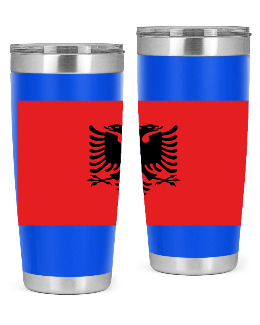 Albania 196# Tumbler featuring double wall vacuum insulation and vibrant flag design.