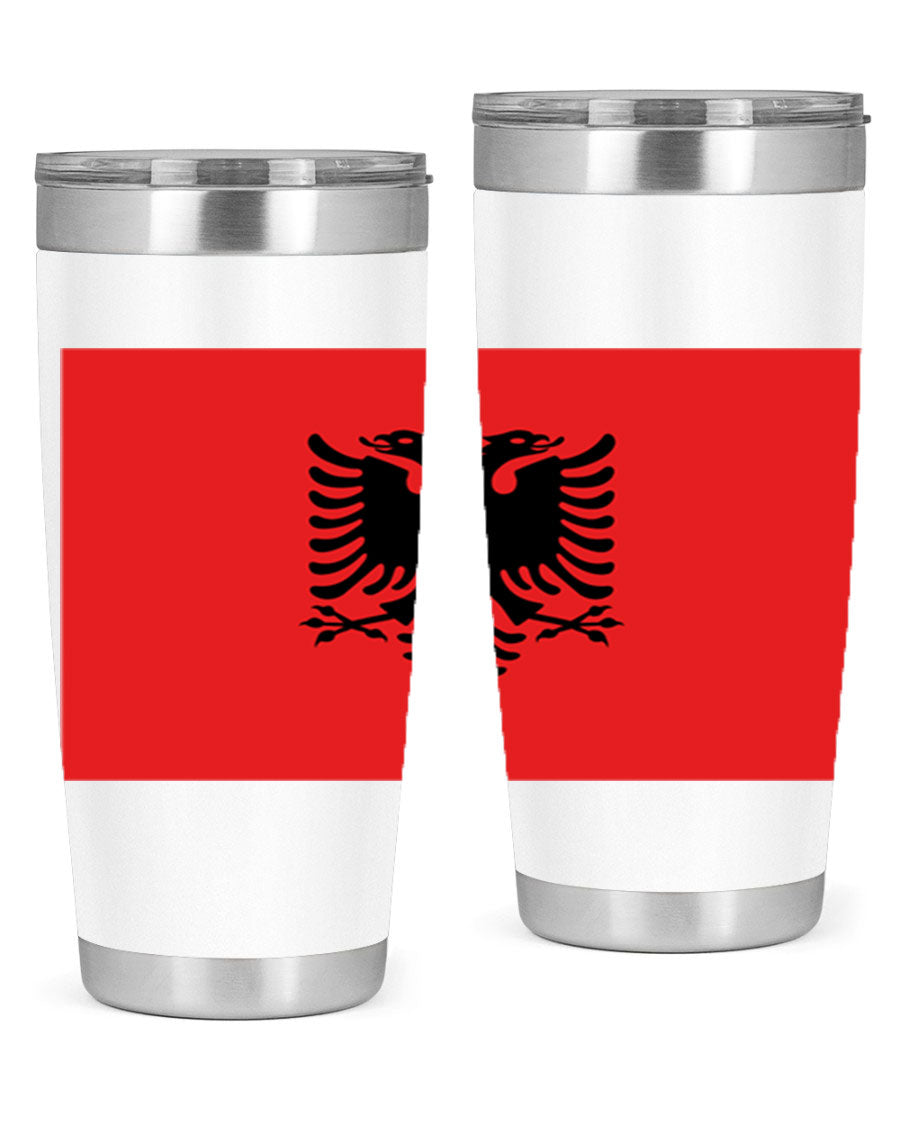 Albania 196# Tumbler featuring double wall vacuum insulation and vibrant flag design.