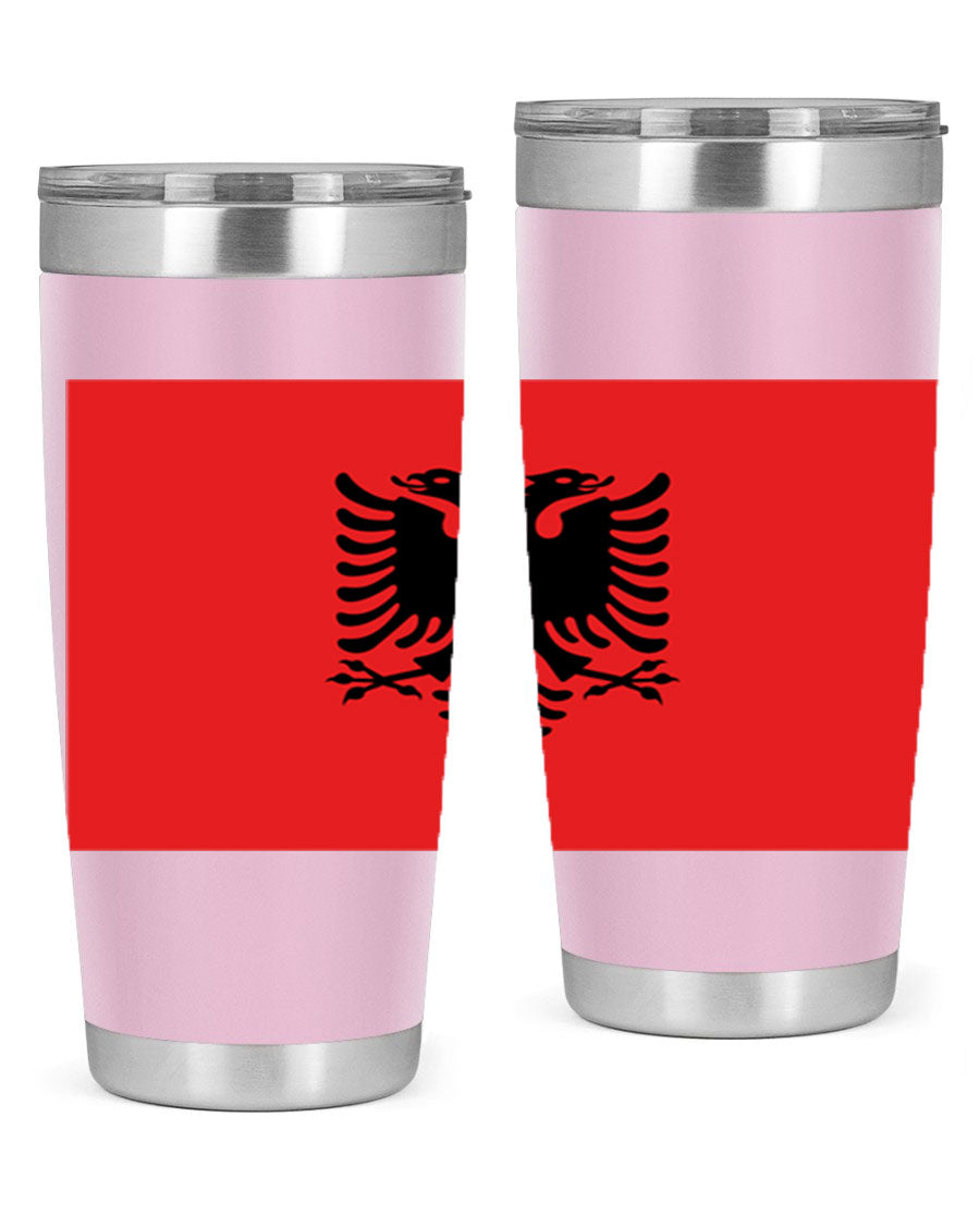 Albania 196# Tumbler featuring double wall vacuum insulation and vibrant flag design.