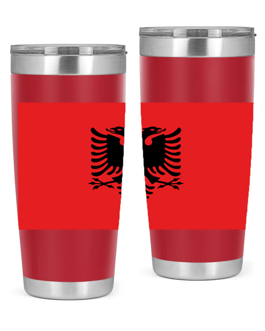 Albania 196# Tumbler featuring double wall vacuum insulation and vibrant flag design.