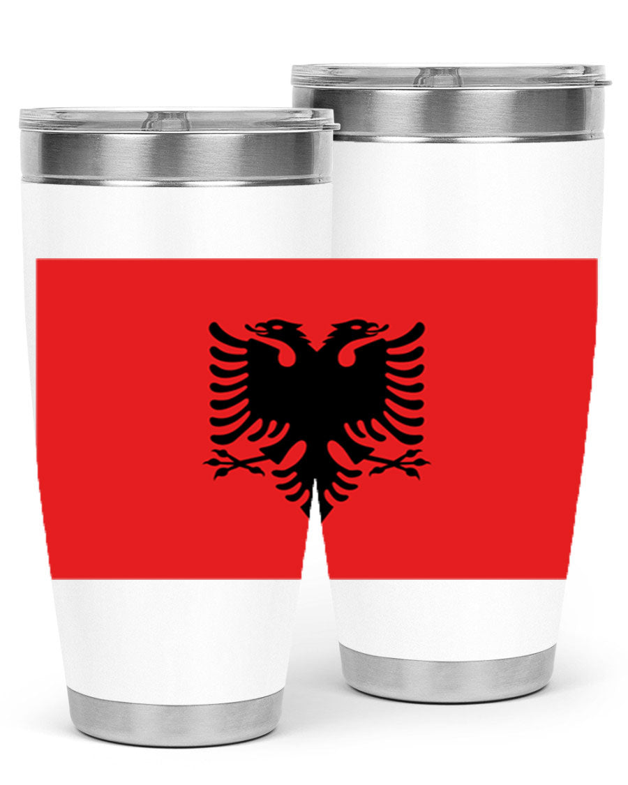Albania 196# Tumbler featuring double wall vacuum insulation and vibrant flag design.