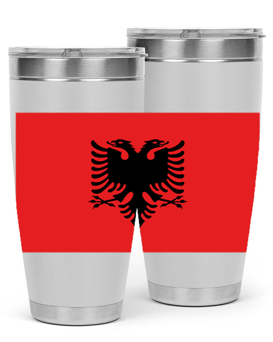 Albania 196# Tumbler featuring double wall vacuum insulation and vibrant flag design.