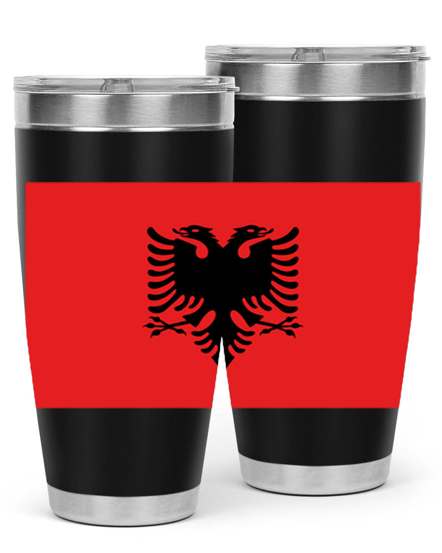 Albania 196# Tumbler featuring double wall vacuum insulation and vibrant flag design.