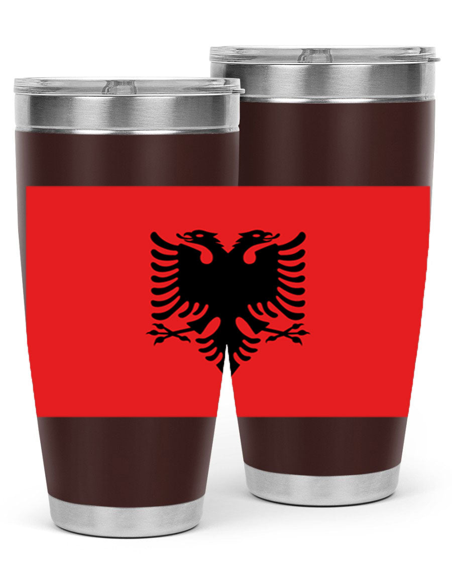 Albania 196# Tumbler featuring double wall vacuum insulation and vibrant flag design.