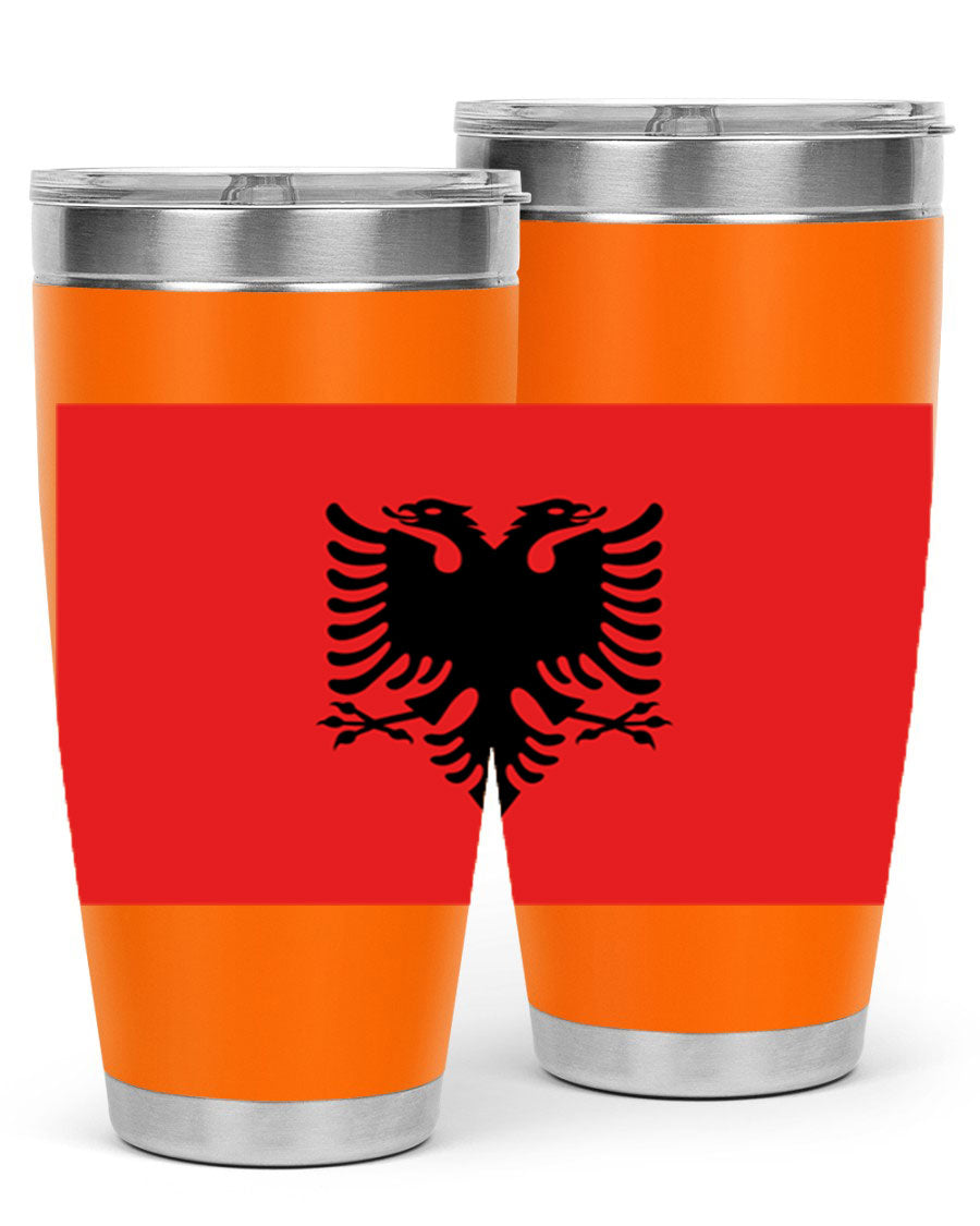Albania 196# Tumbler featuring double wall vacuum insulation and vibrant flag design.