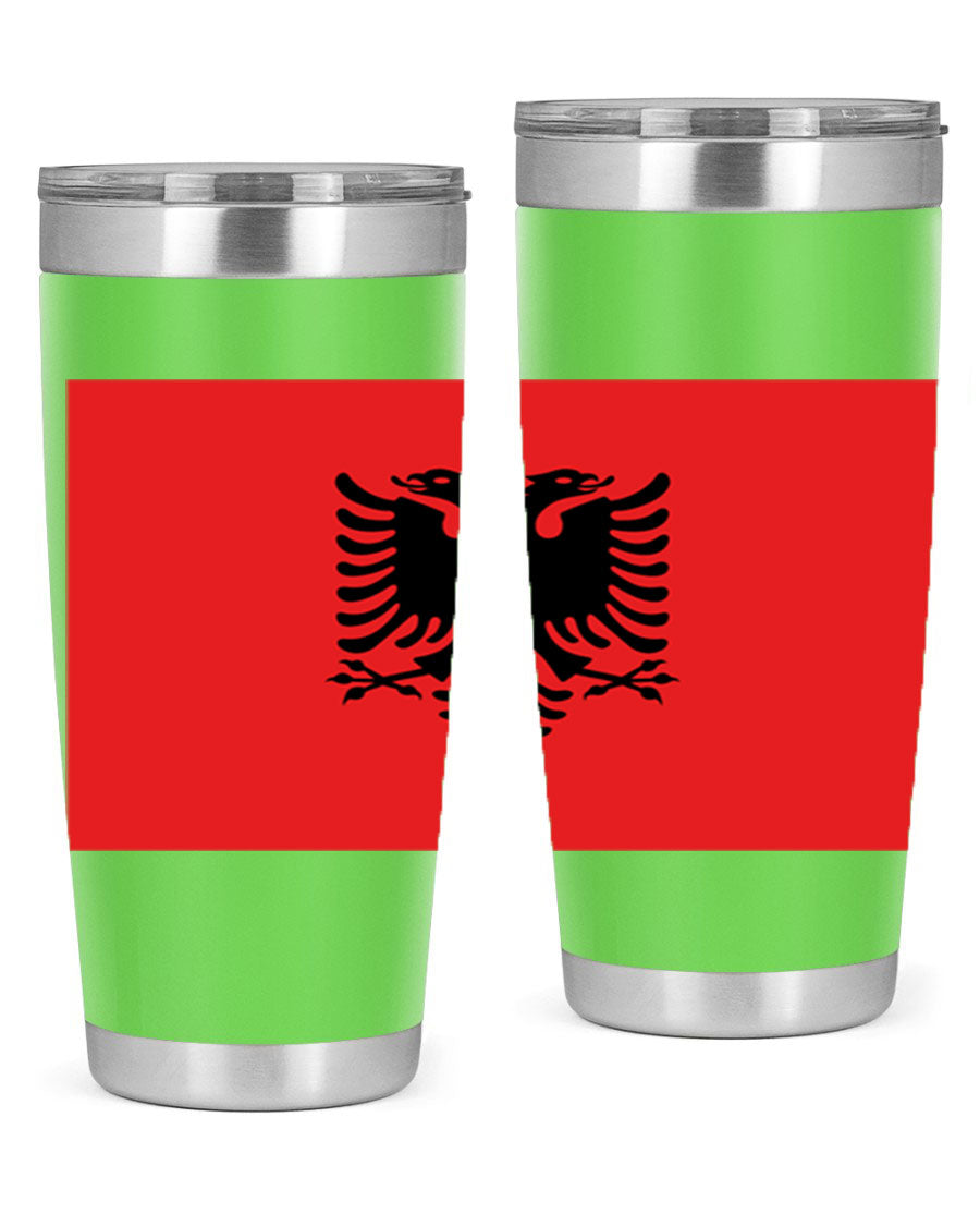 Albania 196# Tumbler featuring double wall vacuum insulation and vibrant flag design.