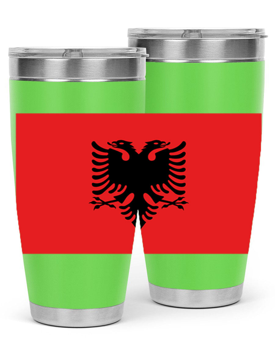 Albania 196# Tumbler featuring double wall vacuum insulation and vibrant flag design.