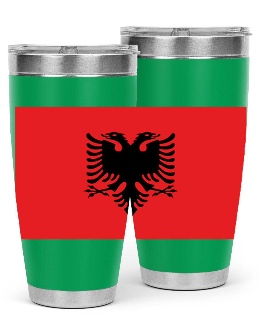 Albania 196# Tumbler featuring double wall vacuum insulation and vibrant flag design.