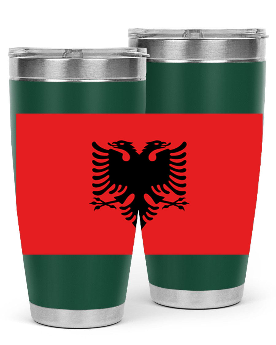 Albania 196# Tumbler featuring double wall vacuum insulation and vibrant flag design.