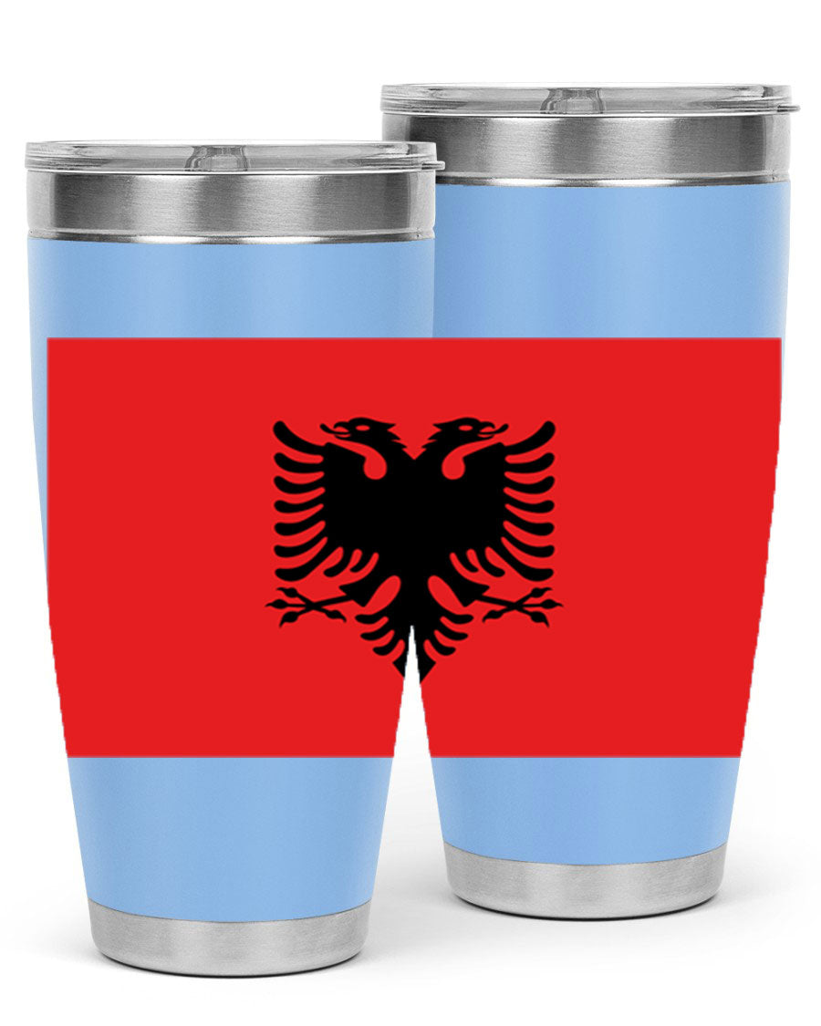 Albania 196# Tumbler featuring double wall vacuum insulation and vibrant flag design.