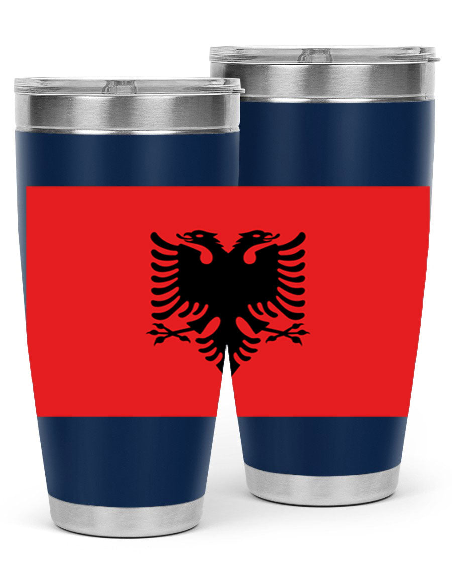 Albania 196# Tumbler featuring double wall vacuum insulation and vibrant flag design.