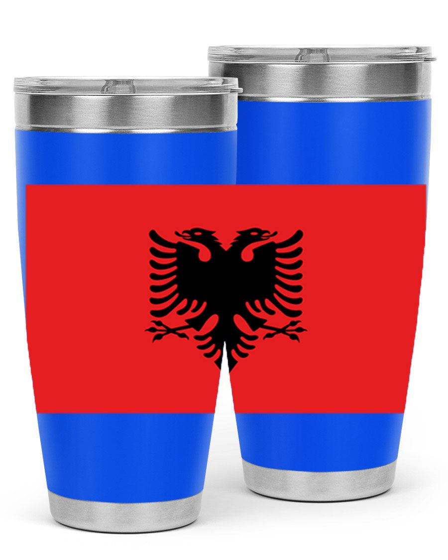 Albania 196# Tumbler featuring double wall vacuum insulation and vibrant flag design.