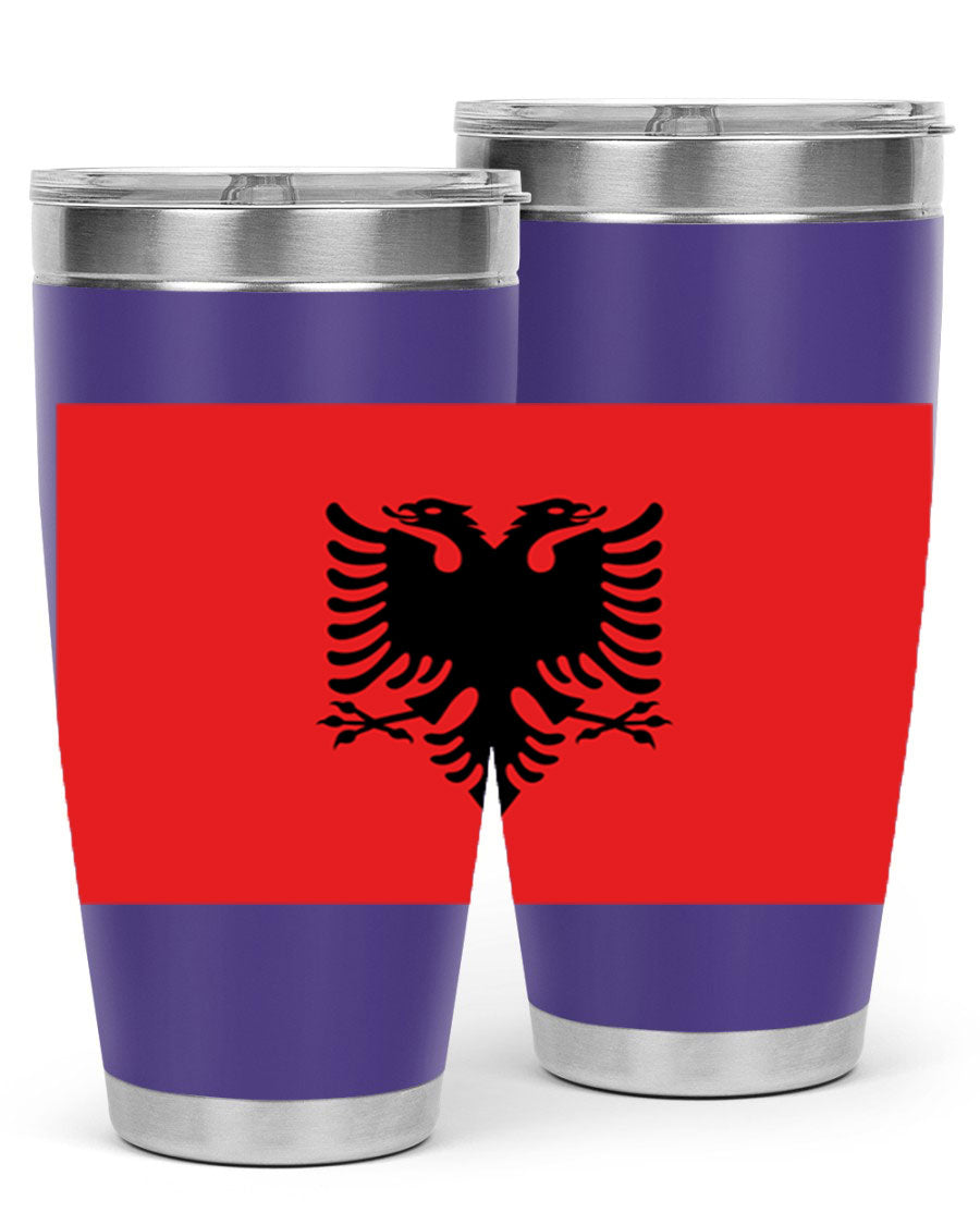 Albania 196# Tumbler featuring double wall vacuum insulation and vibrant flag design.