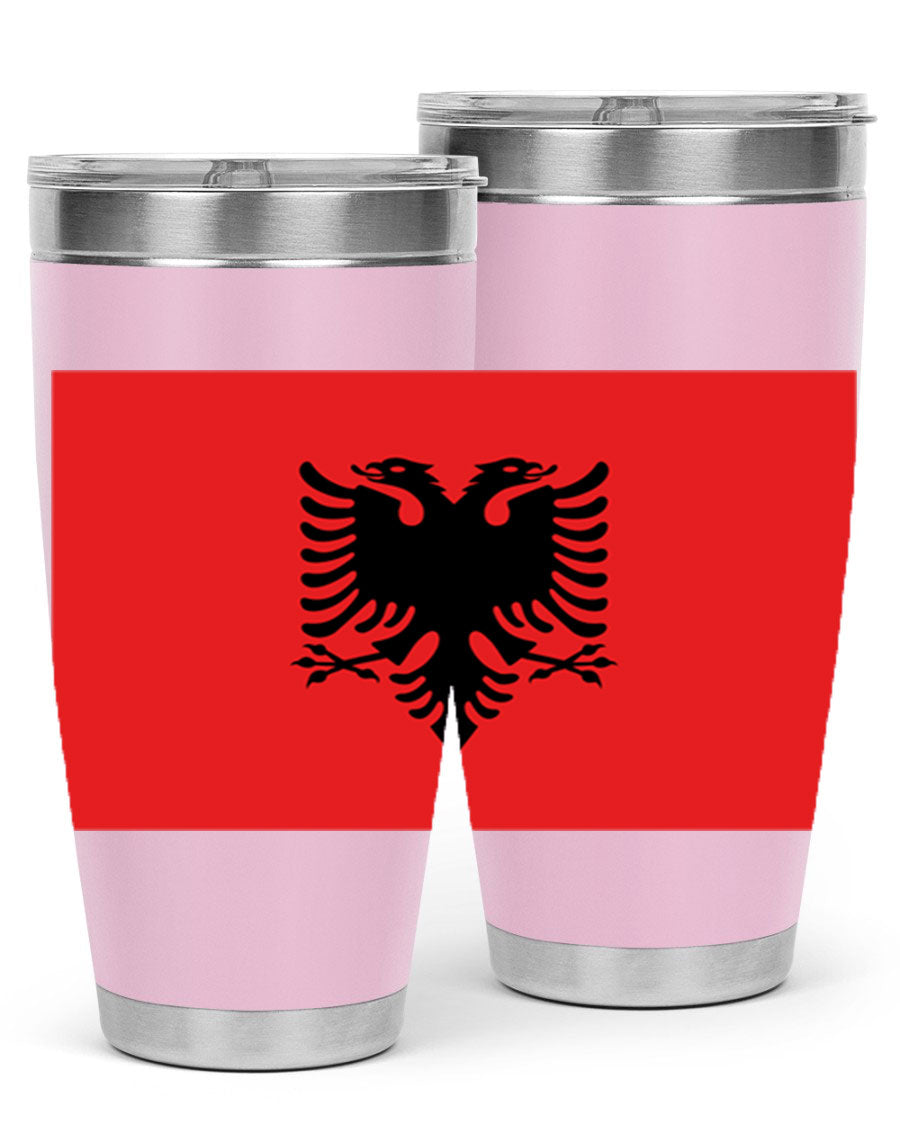 Albania 196# Tumbler featuring double wall vacuum insulation and vibrant flag design.